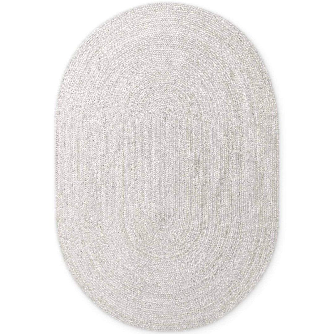 Braided Jute Rug Round Rangpur White