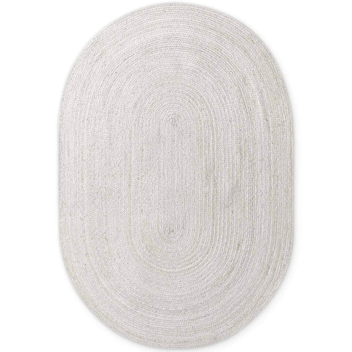 Braided Jute Rug Round Rangpur White