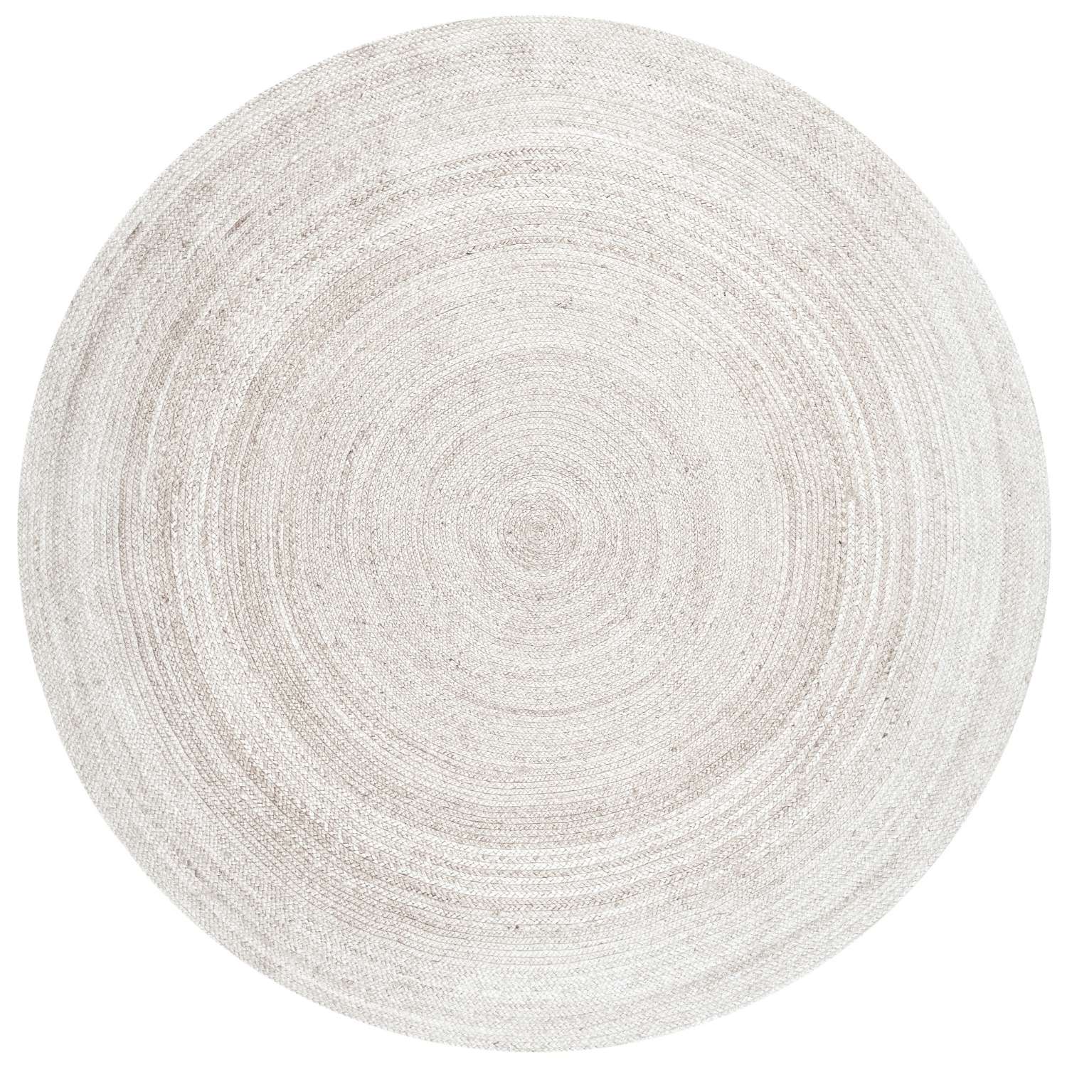 Braided Jute Rug Round Rangpur White