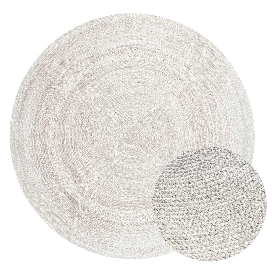 Braided Jute Rug Round Rangpur White