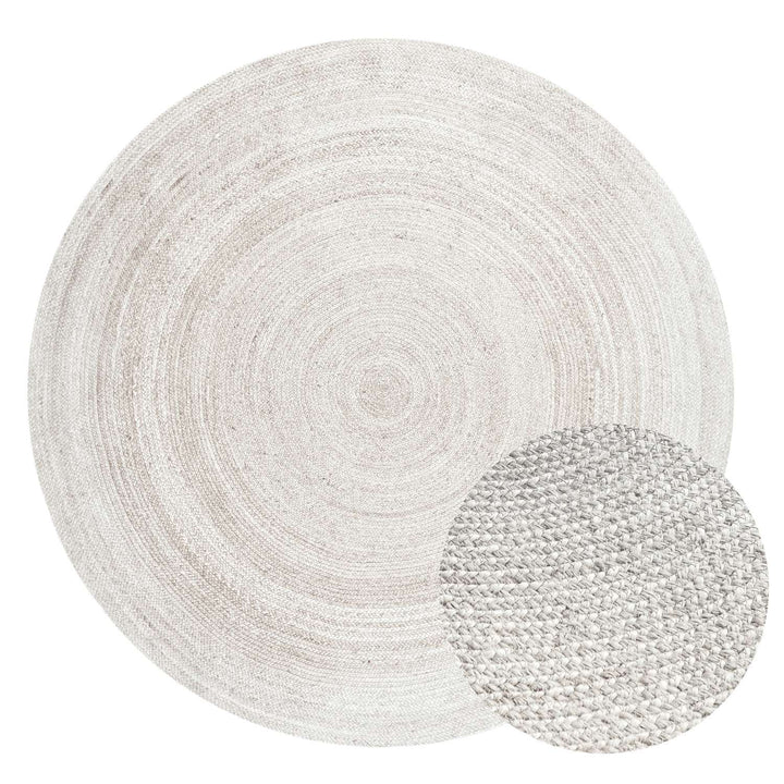 Braided Jute Rug Round Rangpur White