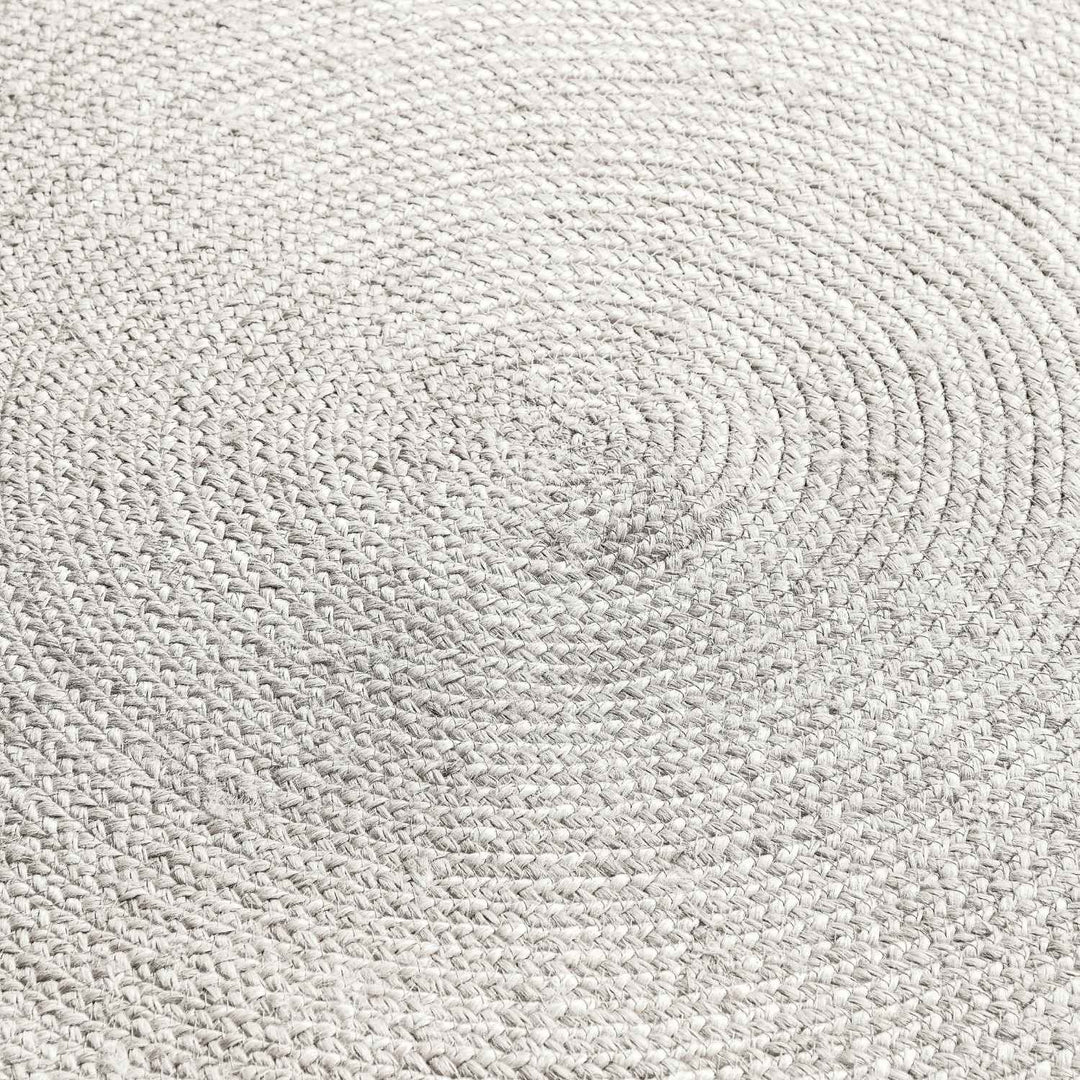 Braided Jute Rug Round Rangpur White