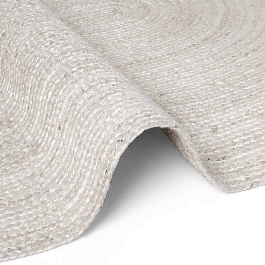 Braided Jute Rug Round Rangpur White