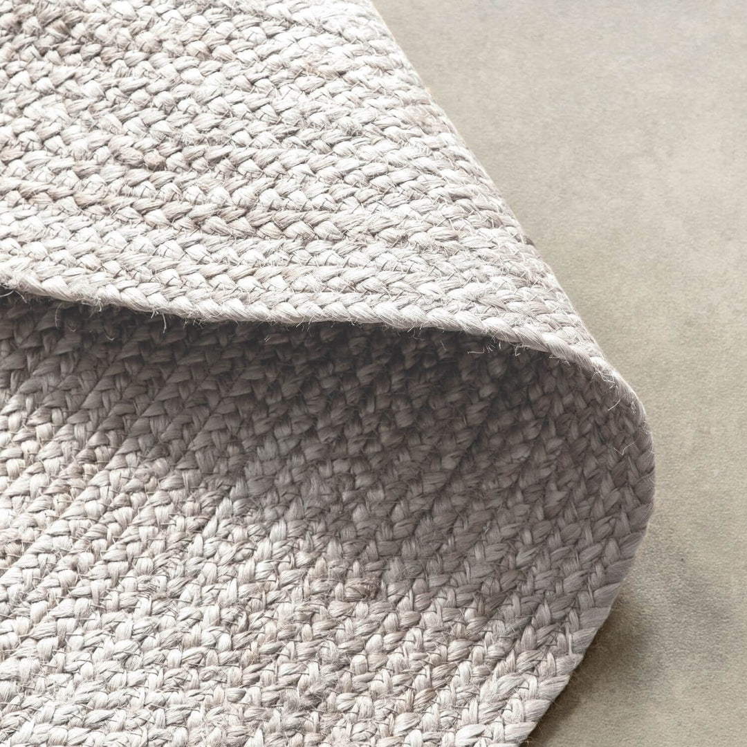 Braided Jute Rug Round Rangpur White