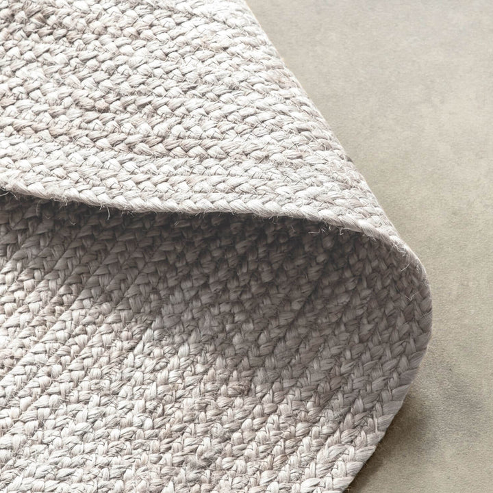 Braided Jute Rug Round Rangpur White
