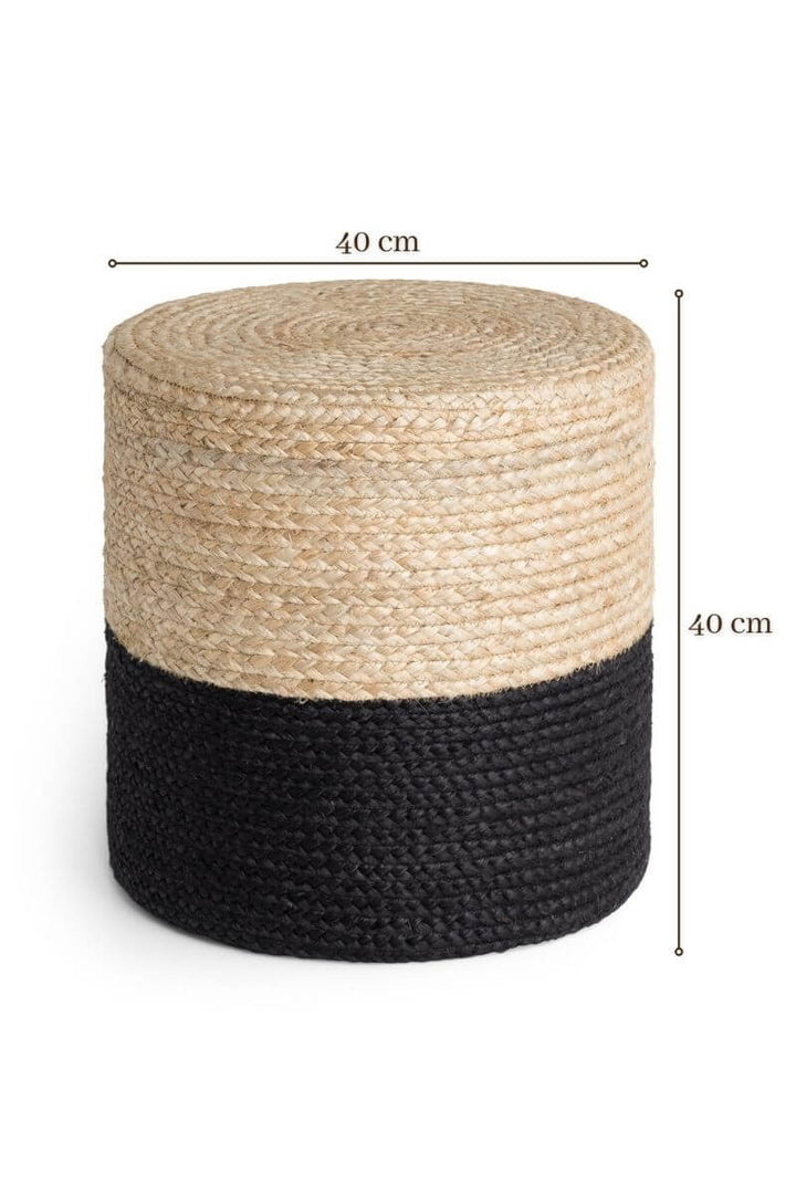 The Rugs Jutta Natural Jute Pouf - Handmade Boho Style