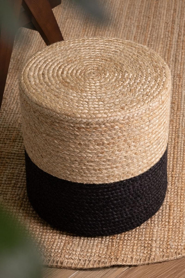 The Rugs Jutta Natural Jute Pouf - Handmade Boho Style