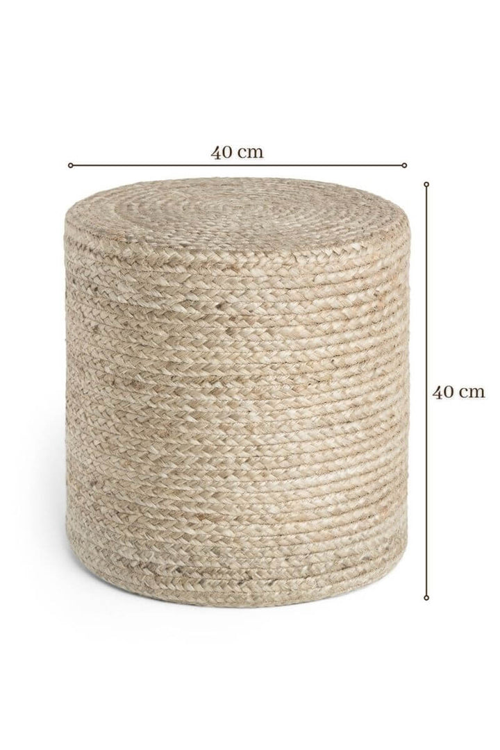 The Rugs Jutta Natural Jute Pouf - Handmade Boho Style