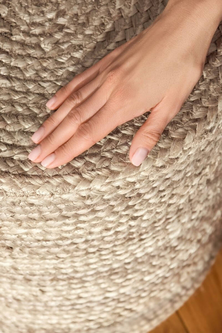 The Rugs Jutta Natural Jute Pouf - Handmade Boho Style