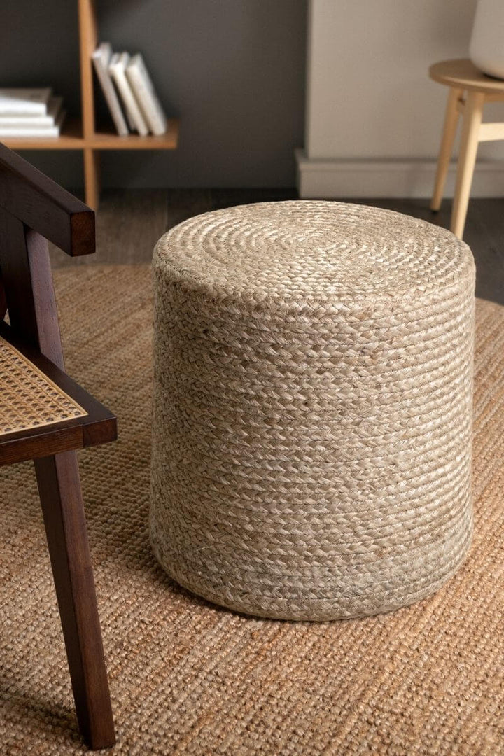 The Rugs Jutta Natural Jute Pouf - Handmade Boho Style