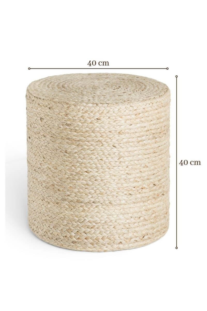 The Rugs Jutta Natural Jute Pouf - Handmade Boho Style