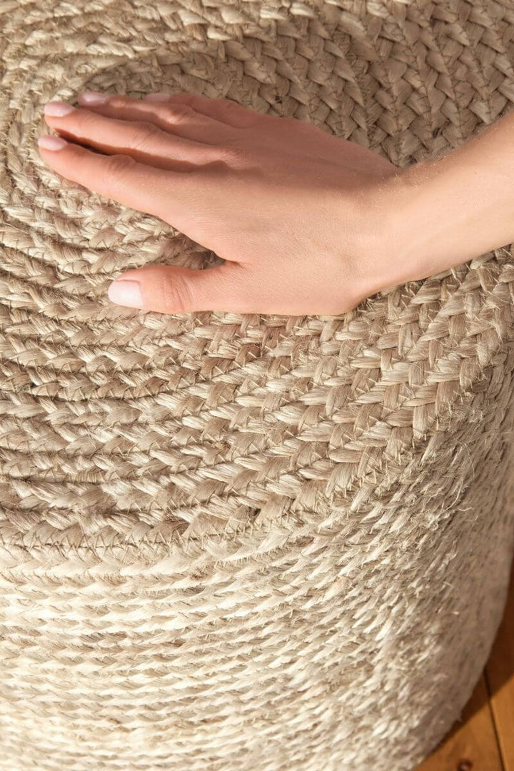 The Rugs Jutta Natural Jute Pouf - Handmade Boho Style