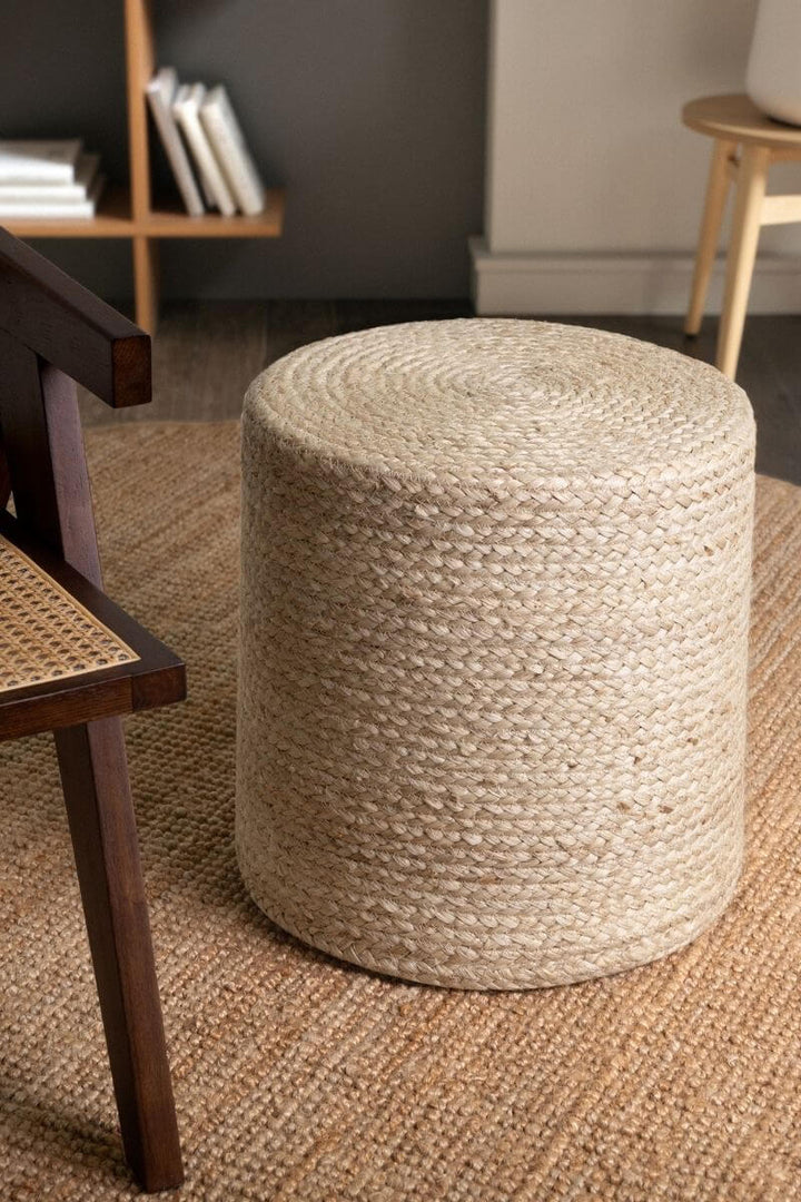 The Rugs Jutta Natural Jute Pouf - Handmade Boho Style