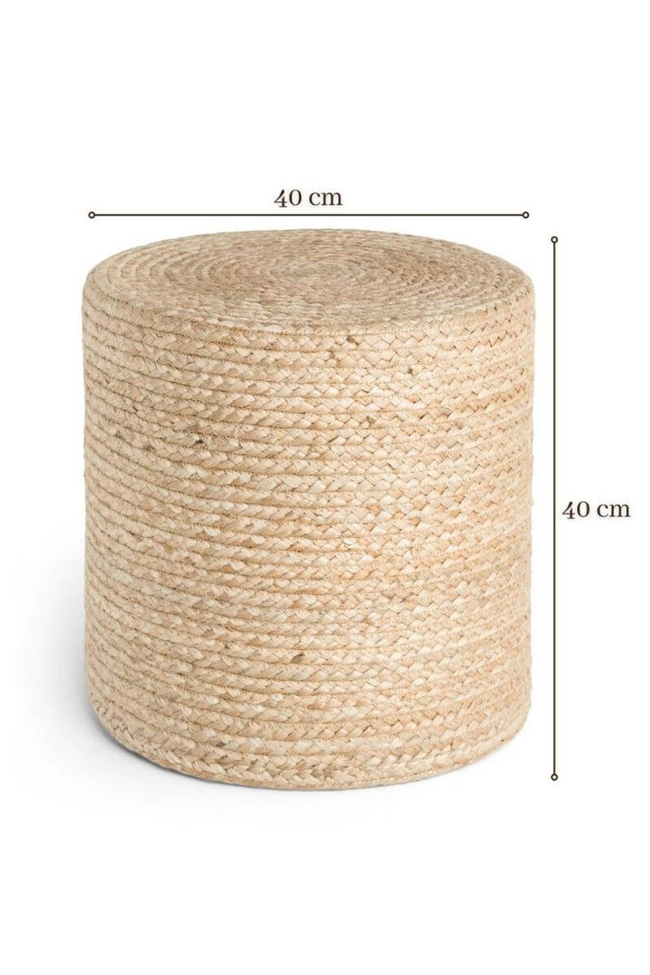 The Rugs Jutta Natural Jute Pouf - Handmade Boho Style