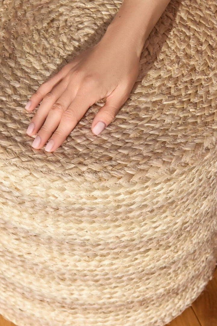 The Rugs Jutta Natural Jute Pouf - Handmade Boho Style