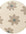 Round beige rug with brown floral patterns on a white background