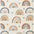 Patterned rug with colorful rainbows and hearts on a beige background