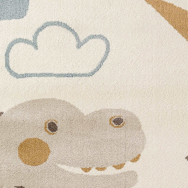 Adventures Kids Rug Dino Cream Underfloor Heating, Fun Design Rug