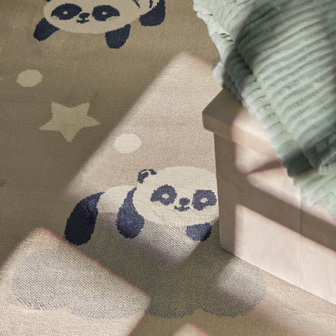 Adventures Kids Rug Dreamy Panda Beige Multicolor Soft durable pile, playful design.