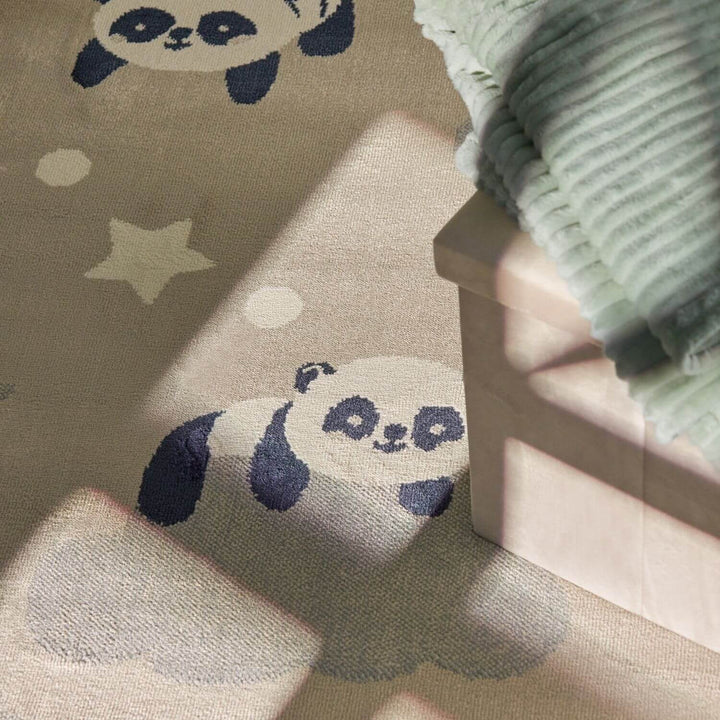Adventures Kids Rug Dreamy Panda Beige Multicolor Soft durable pile, playful design.
