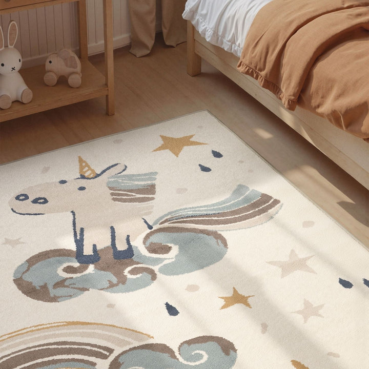 Adventures Kids Rug Einhorn Cream Multicolor Sound-absorbing, Soft durable
