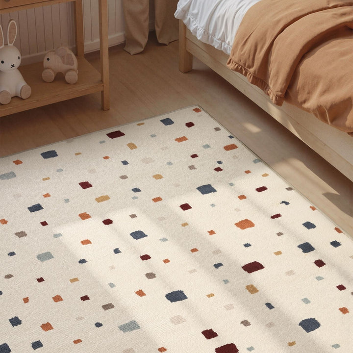 Adventures Kids Rug Funny Squares Cream Multicolour Rectangular detail