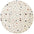 Round rug with a multicolored square pattern on a white background