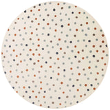 Round rug with multicolored dot pattern on a white background