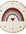 Round rug with a rainbow and heart design on a white background