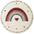 Round rug with a rainbow and heart design on a white background