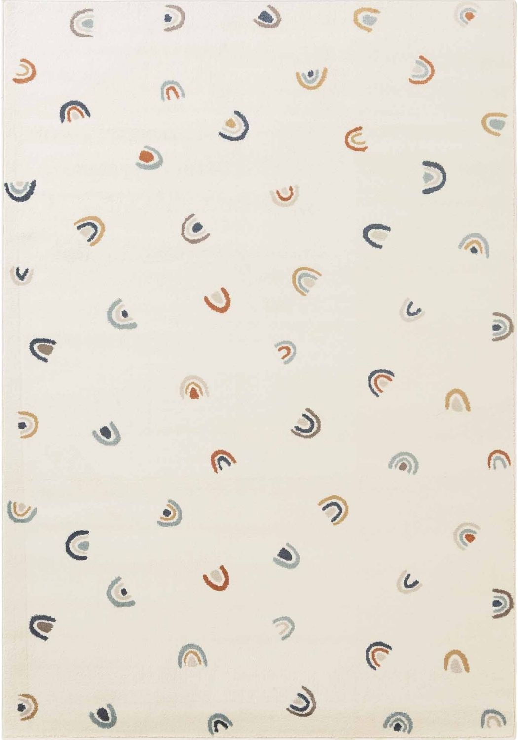 Pattern of colorful rainbows on a white background