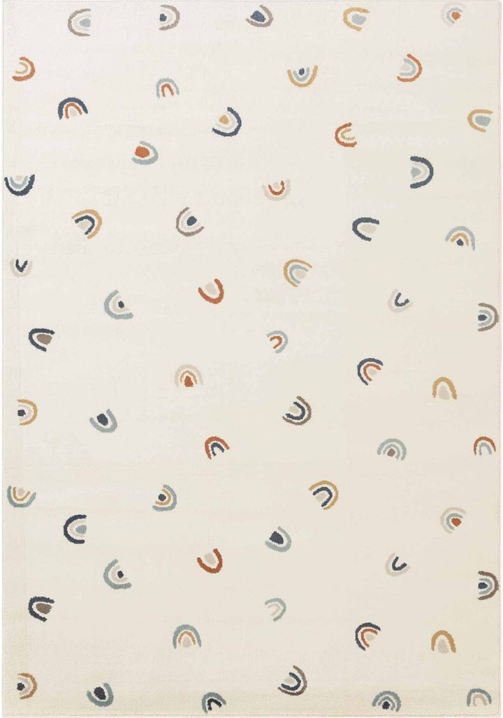 Pattern of colorful rainbows on a white background