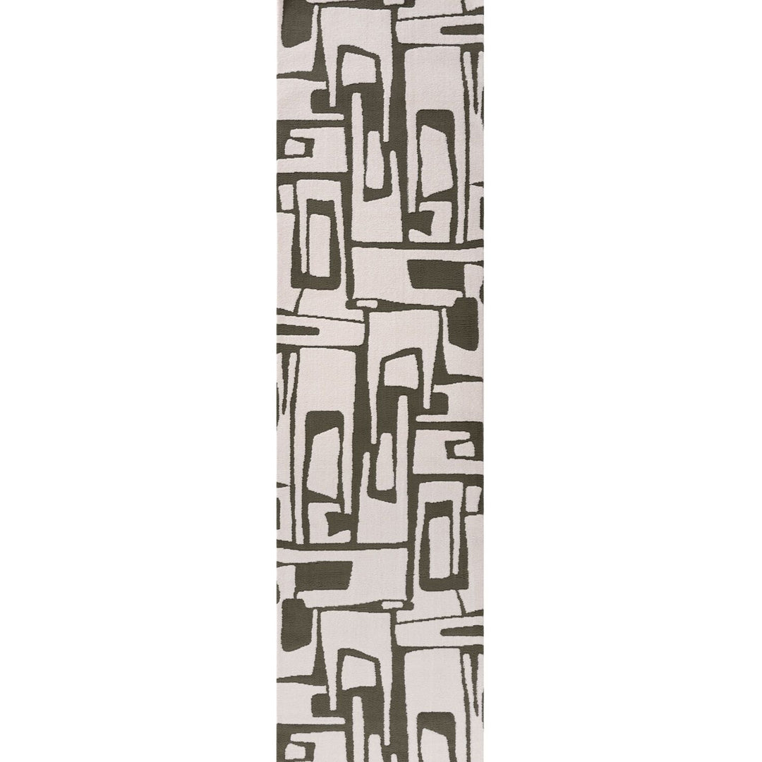 Vertical strip of patterned paper with abstract geometric design on a white background