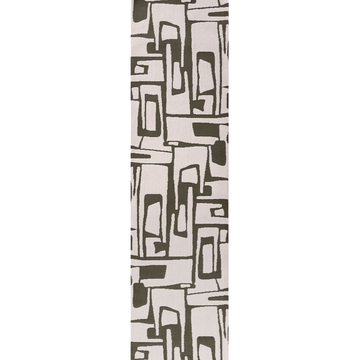 Vertical strip of patterned paper with abstract geometric design on a white background