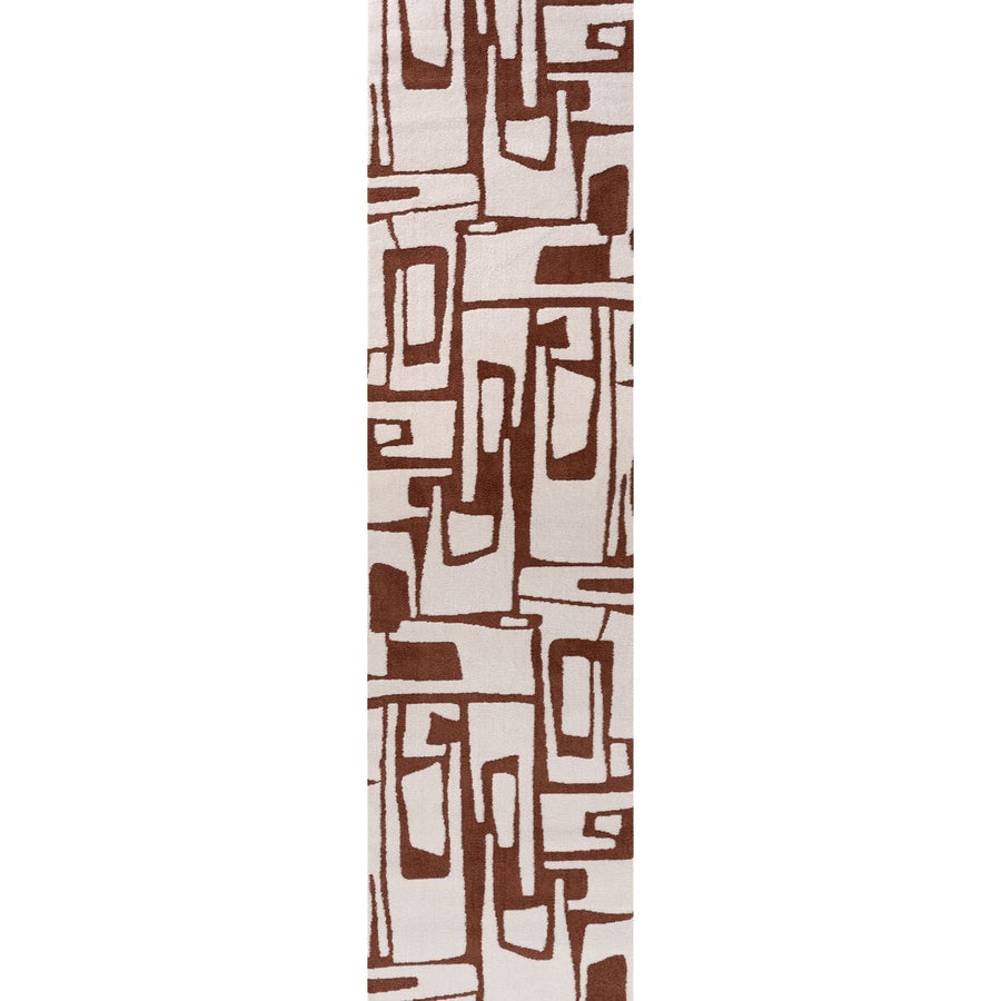 Rectangular mat with brown abstract pattern on a white background