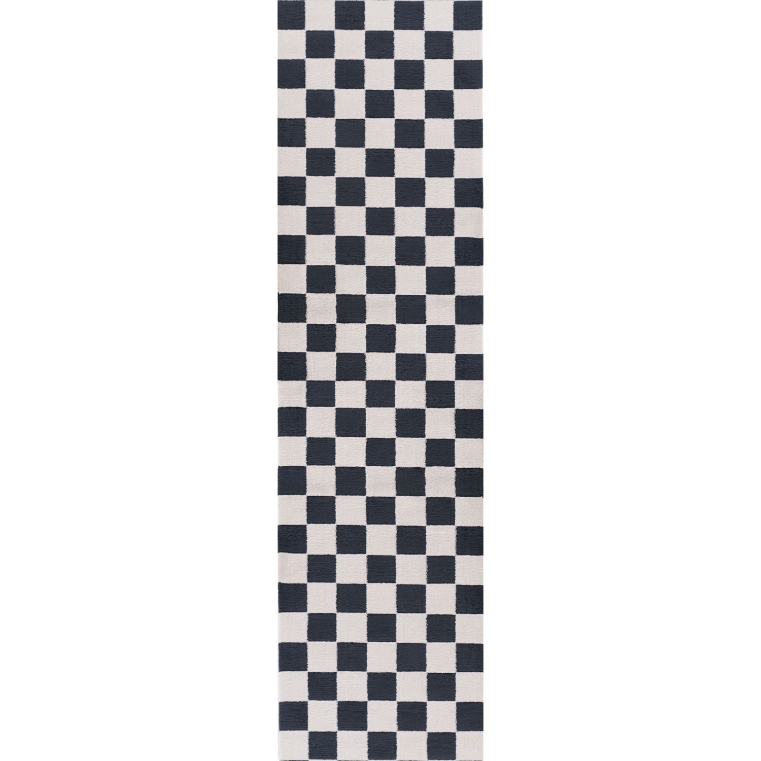 Loft Checkerboard Blue Rug, Cozy pile, Easy care.