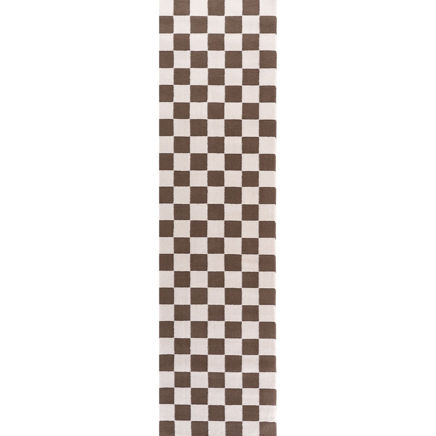 Loft Checkerboard Brown Rug, Underfloor heating.