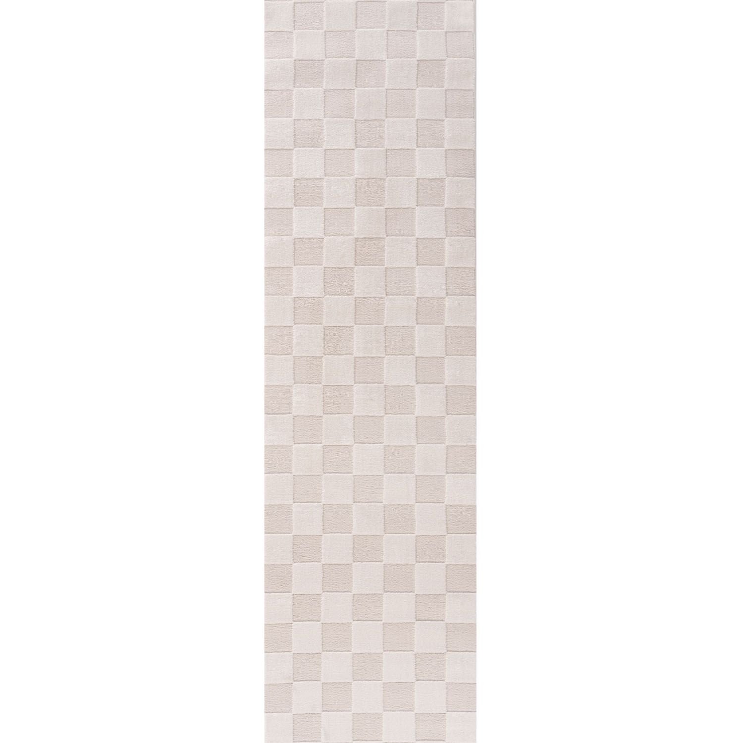 Loft Checkerboard Cream Rug fade-resistant.