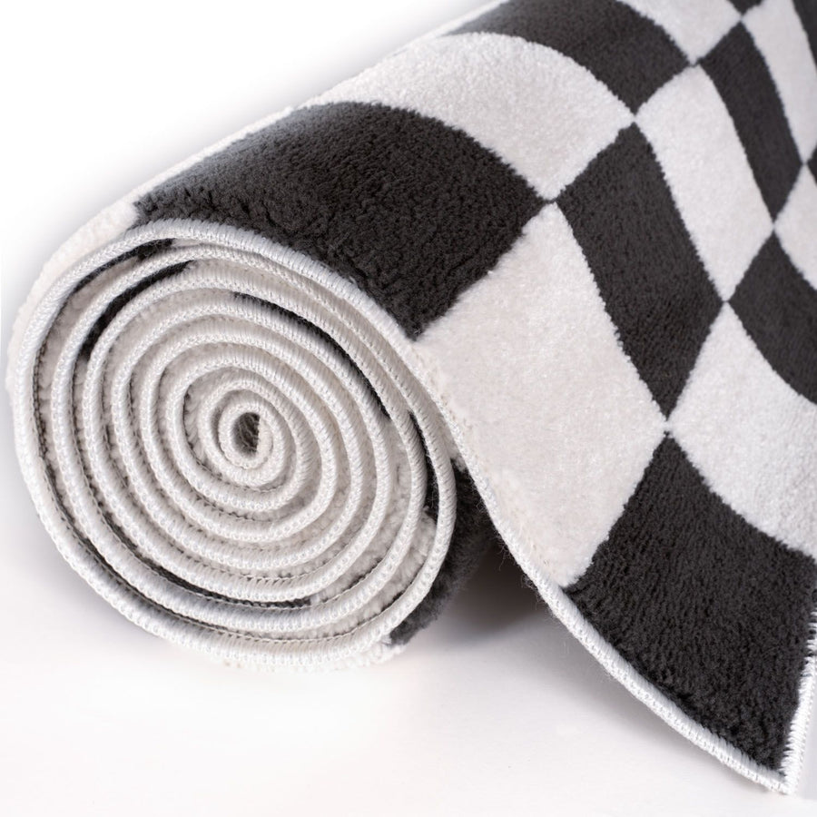 The Rugs Loft Checkerboard Dark Grey Quality Comfort Rug