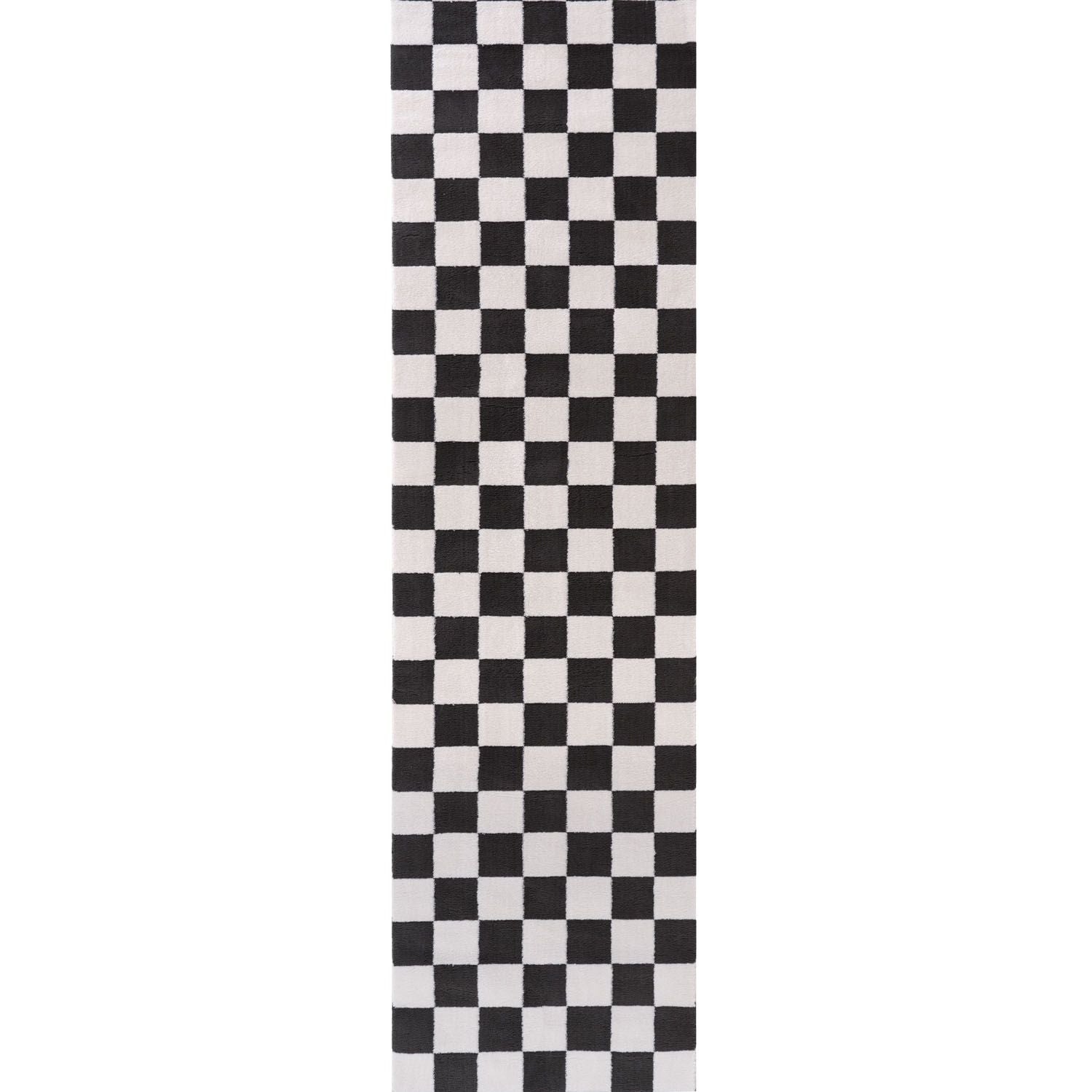 Loft Checkerboard Dark Grey Rug Easy to hoover.