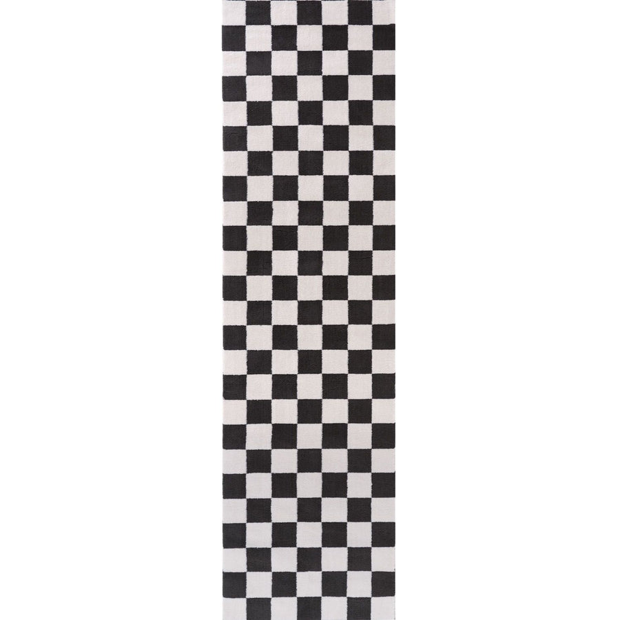 Loft Checkerboard Dark Grey Rug Easy to hoover.