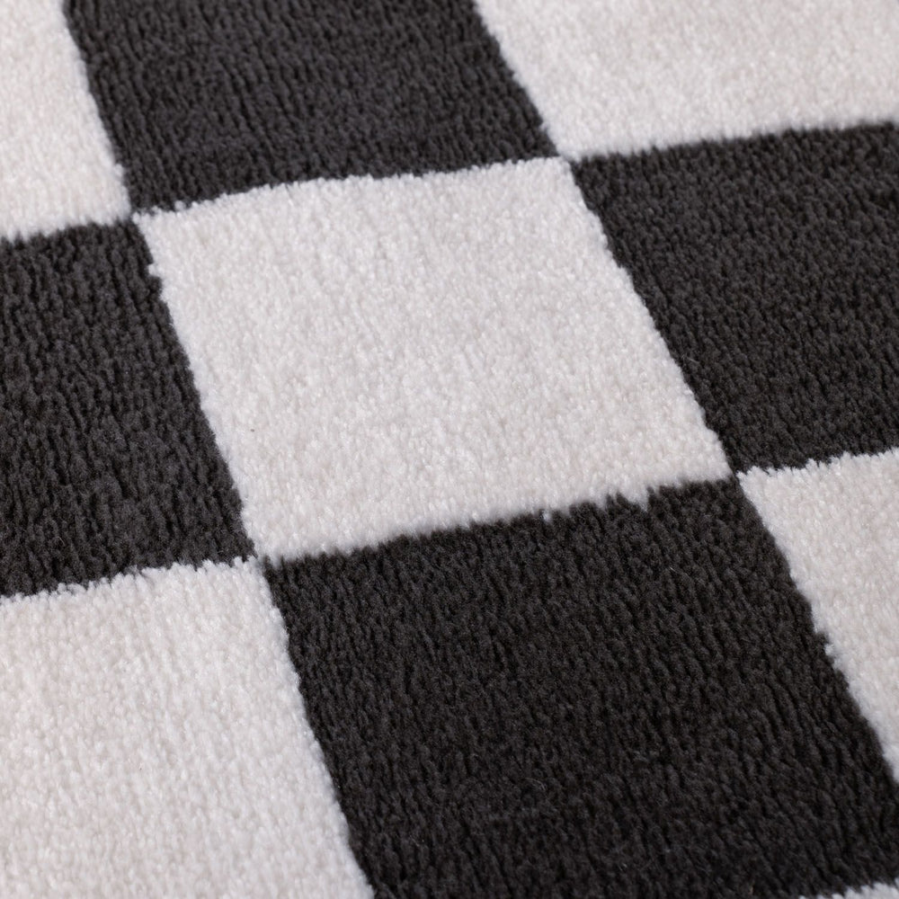 Loft Checkerboard Dark Grey Rug Easy to hoover.