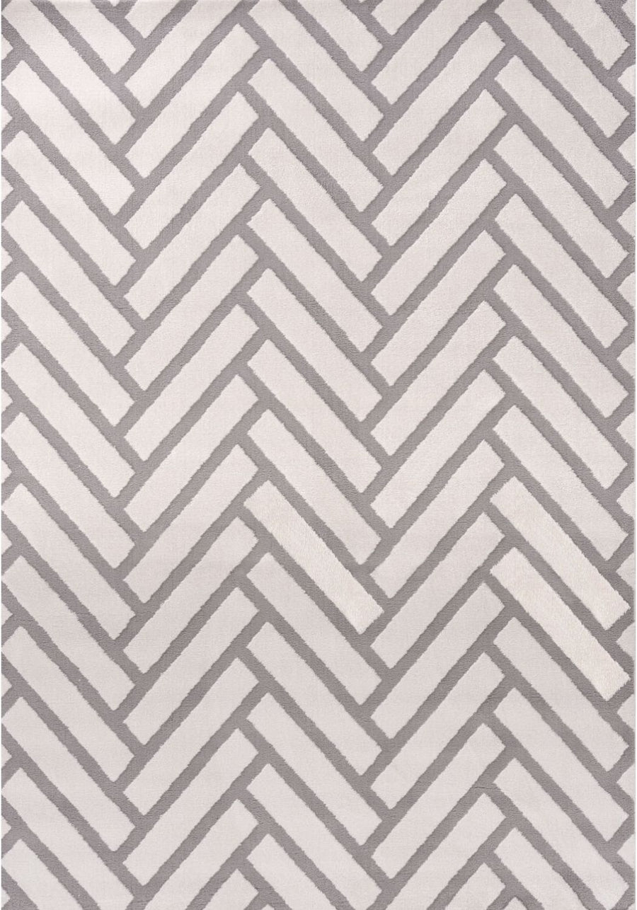 Gray and white herringbone pattern on a geometric background