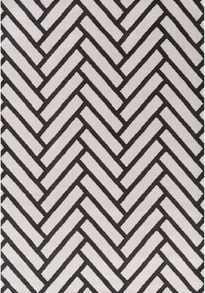 Patterned fabric with a zigzag design in black and white