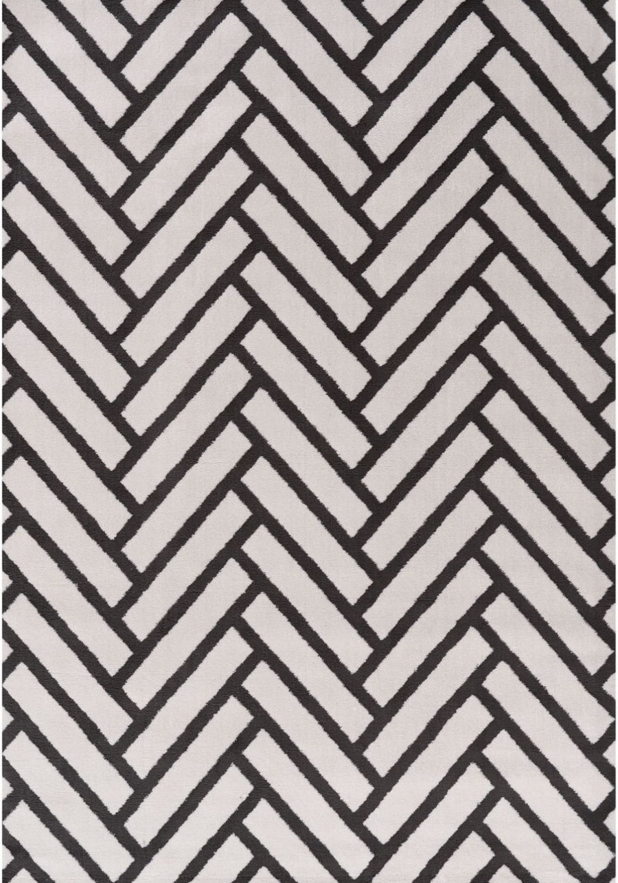 Patterned fabric with a zigzag design in black and white