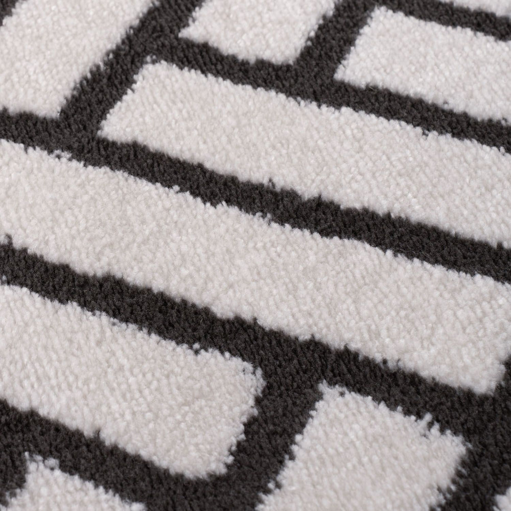 Close-up of a textured surface with black and white geometric pattern
