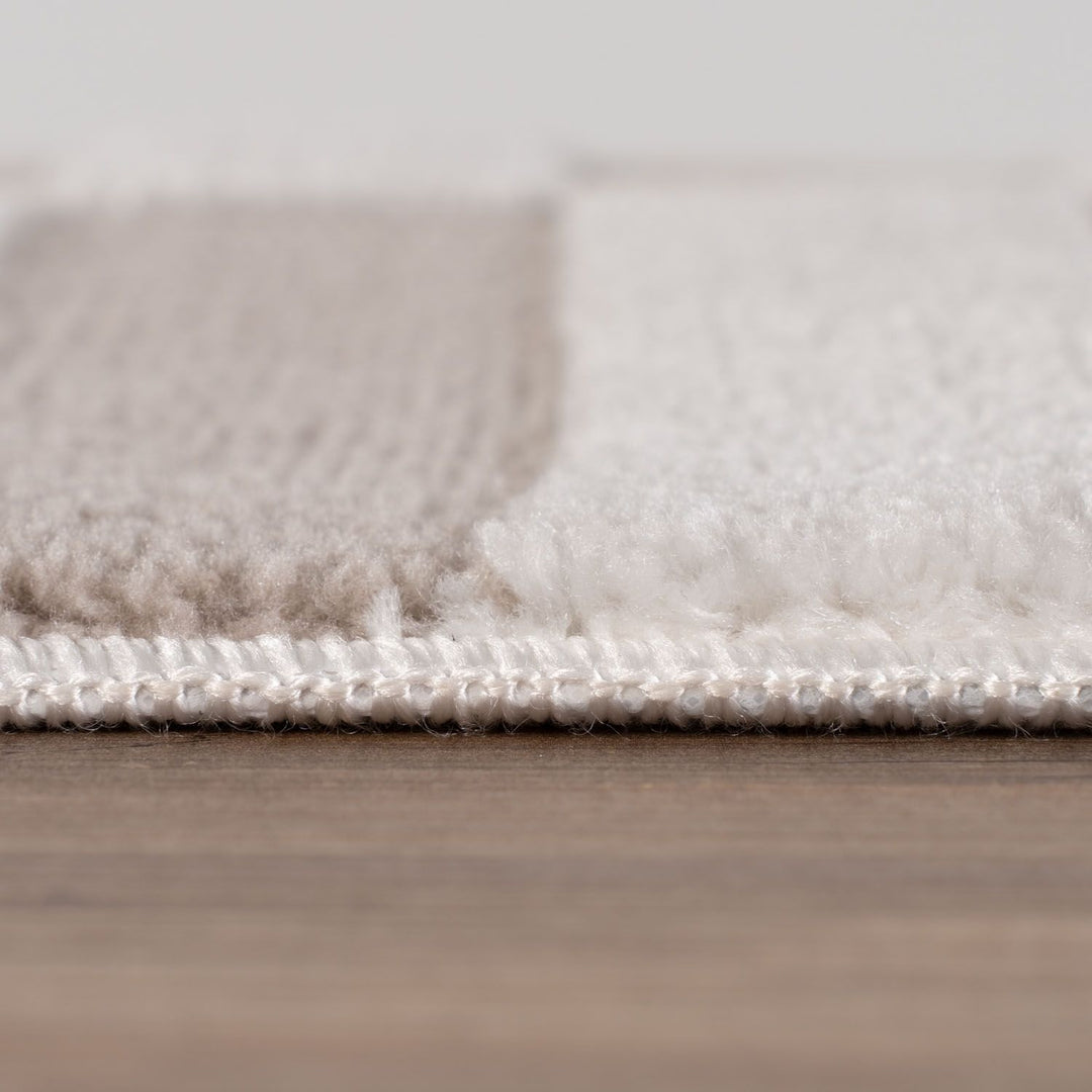 Loft Striped Beige Cream Rug, Simple Care, Fade-resistant.