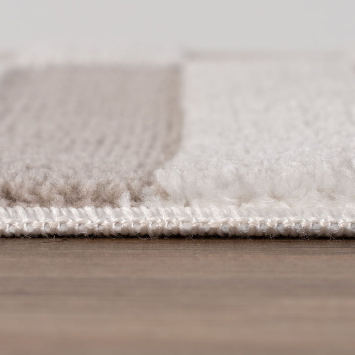 Loft Striped Beige Cream Rug, Simple Care, Fade-resistant.