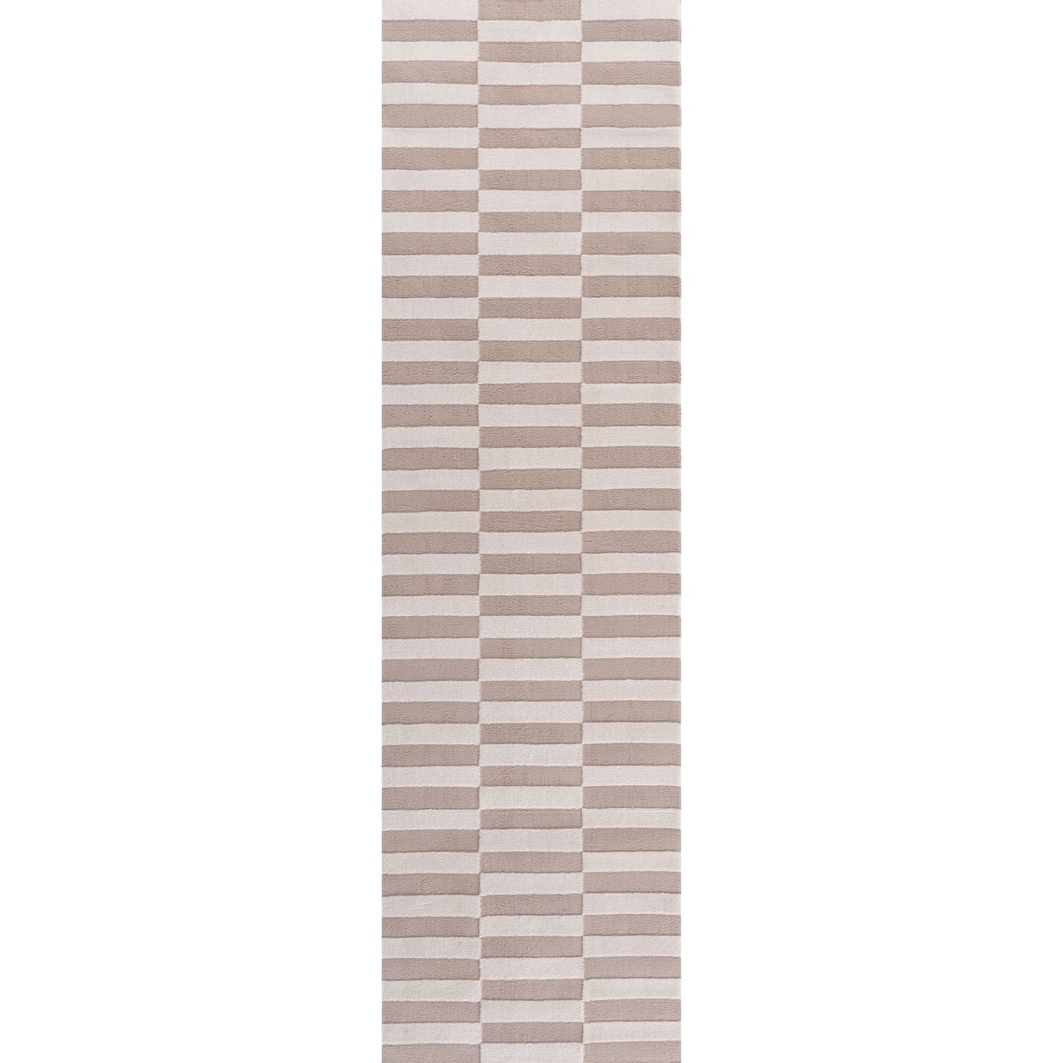 Loft Striped Beige Cream Rug, Simple Care, Fade-resistant.