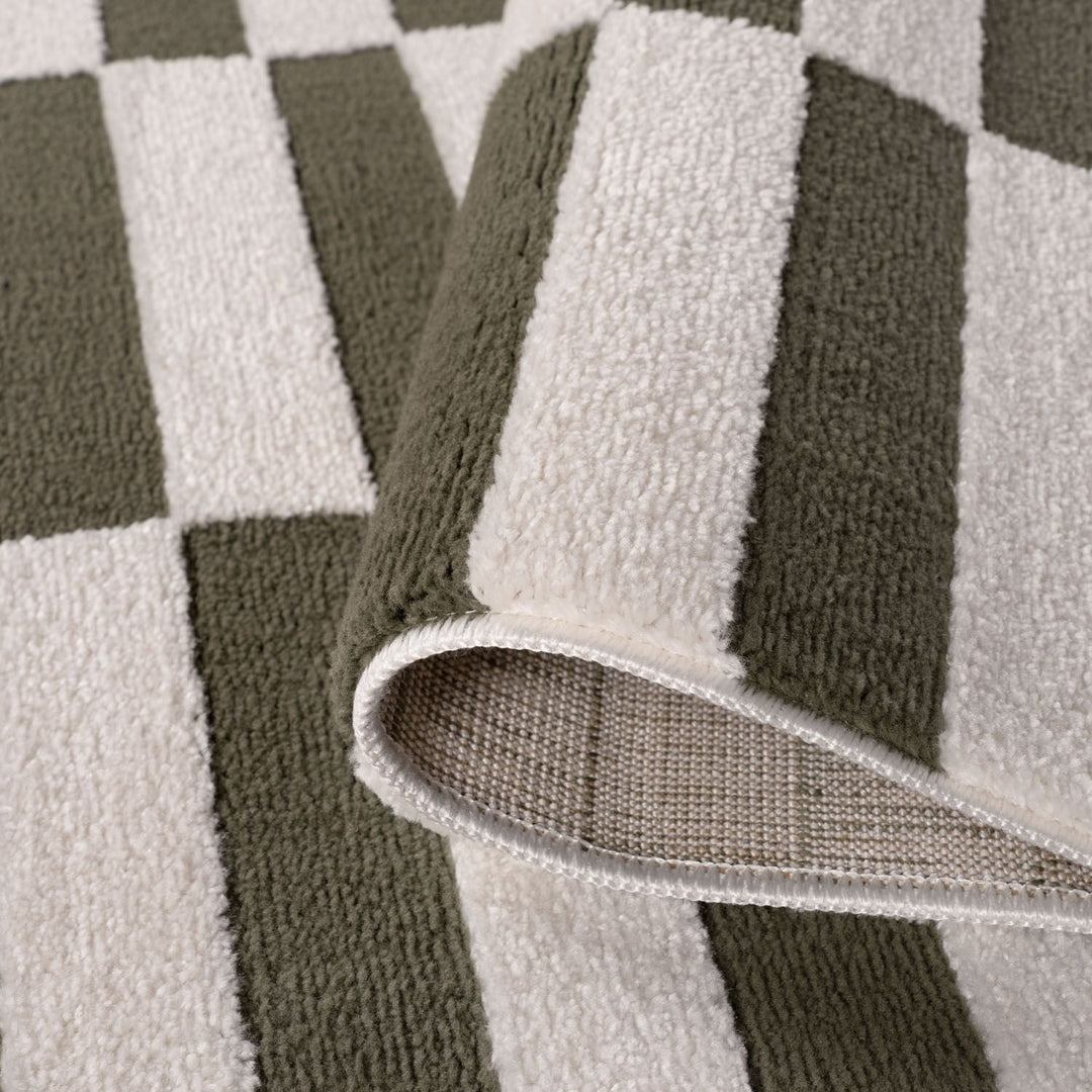 Loft Striped Green Rug Non-shedding, easy care.